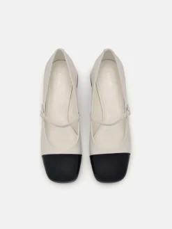 Bianca Leather Mary Jane Pumps - Chalk