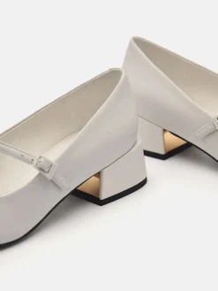 Bianca Leather Mary Jane Pumps - Chalk
