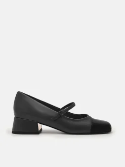 Bianca Leather Mary Jane Pumps - Black