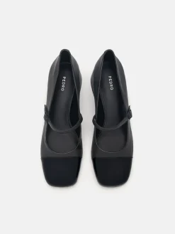 Bianca Leather Mary Jane Pumps - Black