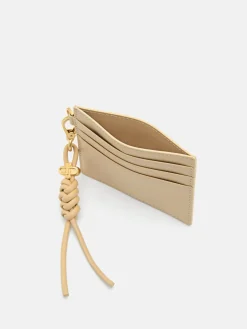 Braided Knot Leather Card Holder - Sand