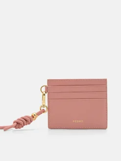 Braided Knot Leather Card Holder - Pink