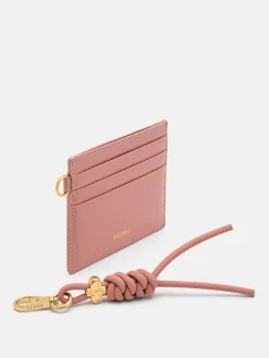 Braided Knot Leather Card Holder - Pink