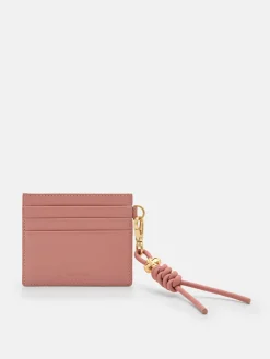 Braided Knot Leather Card Holder - Pink
