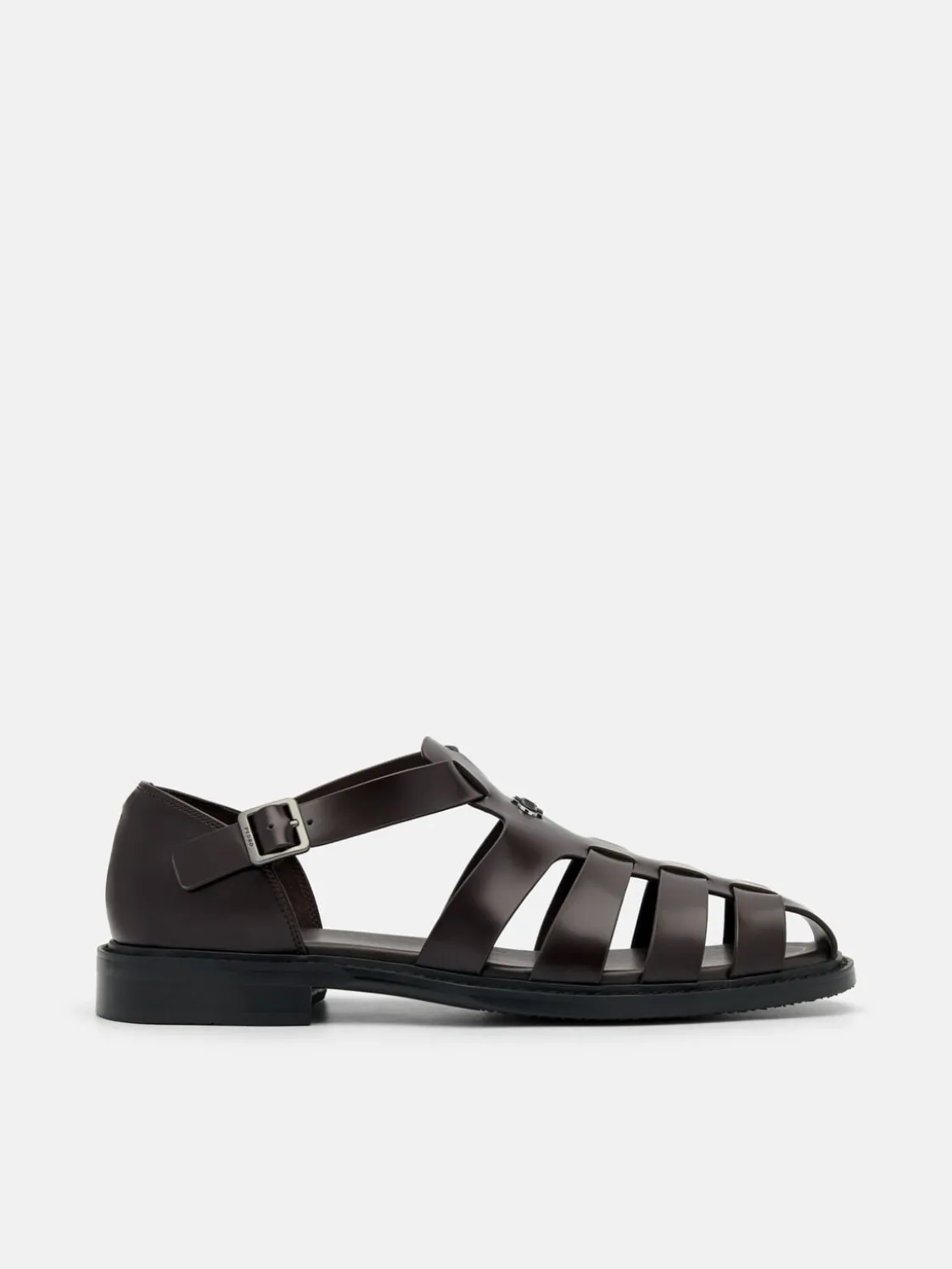 Brent Leather Caged Sandals - Brown