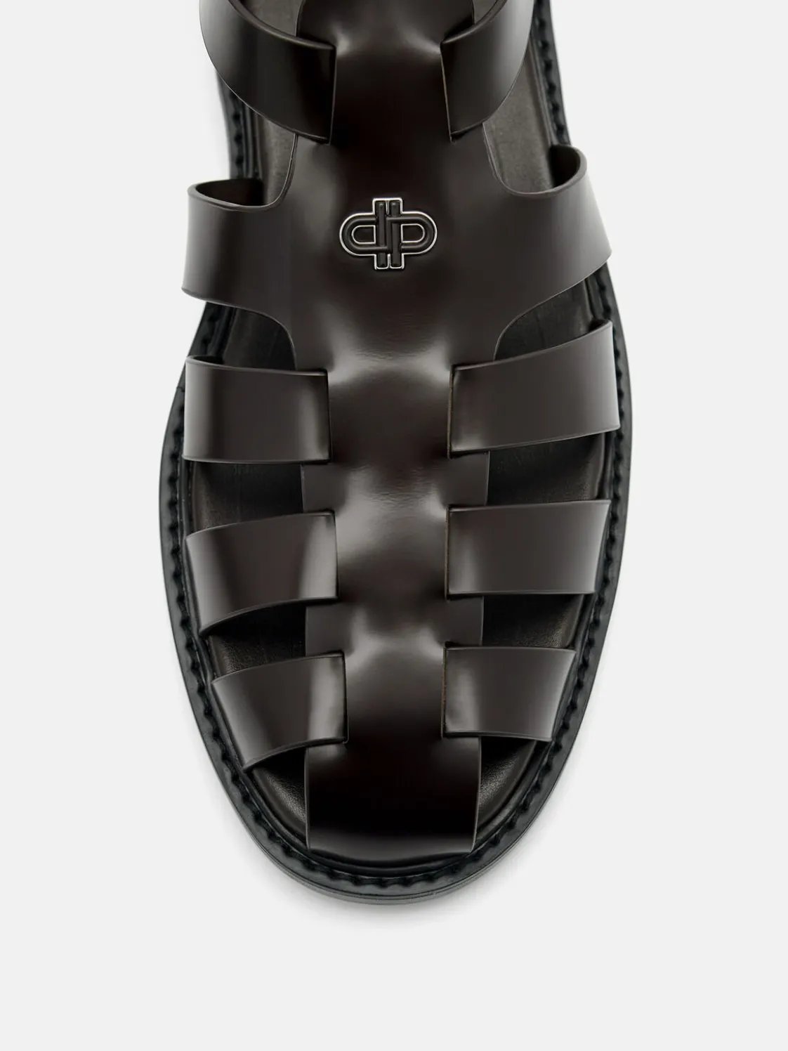 Brent Leather Caged Sandals - Brown