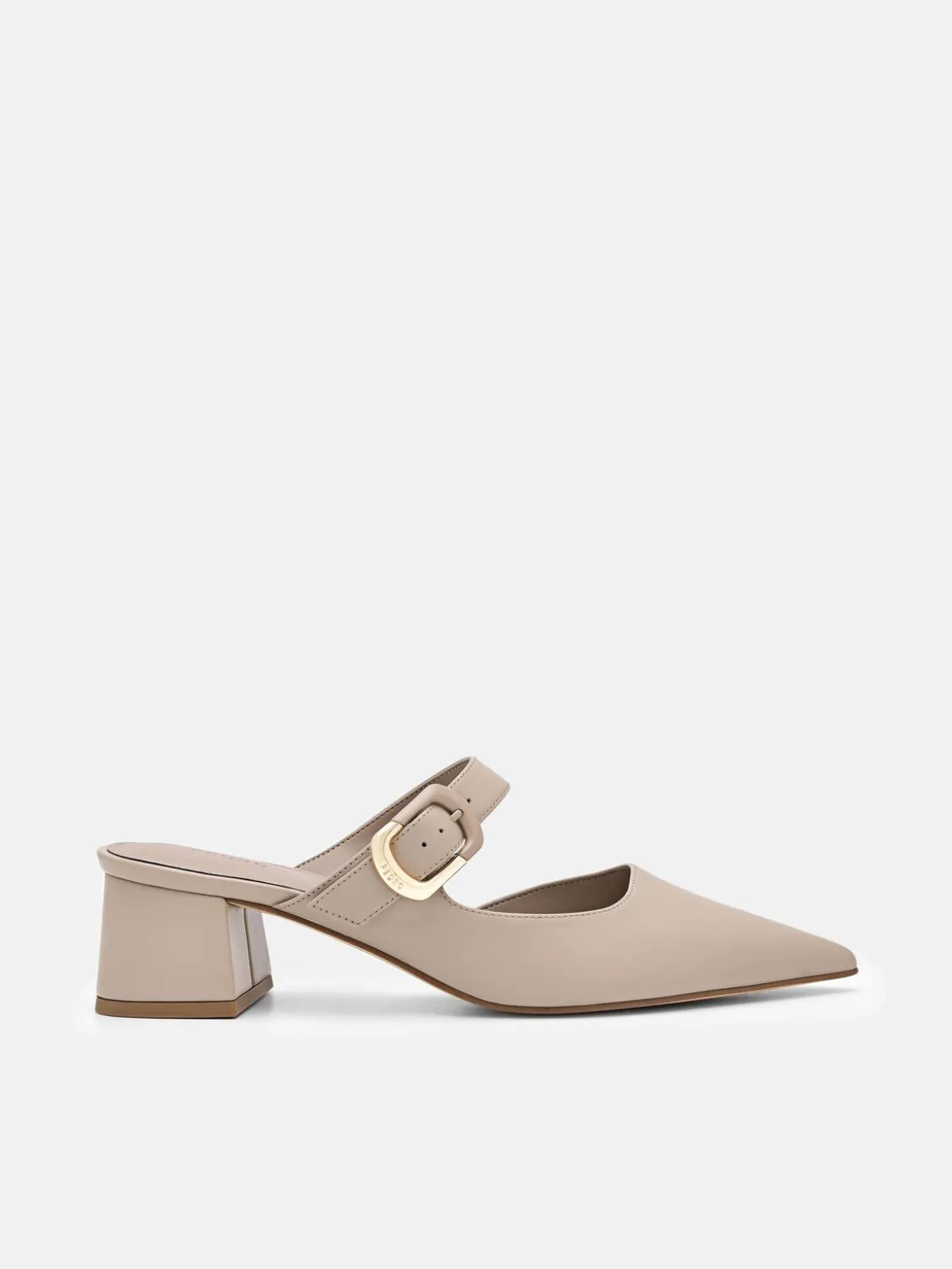 Bridget Leather Heel Mules - Taupe