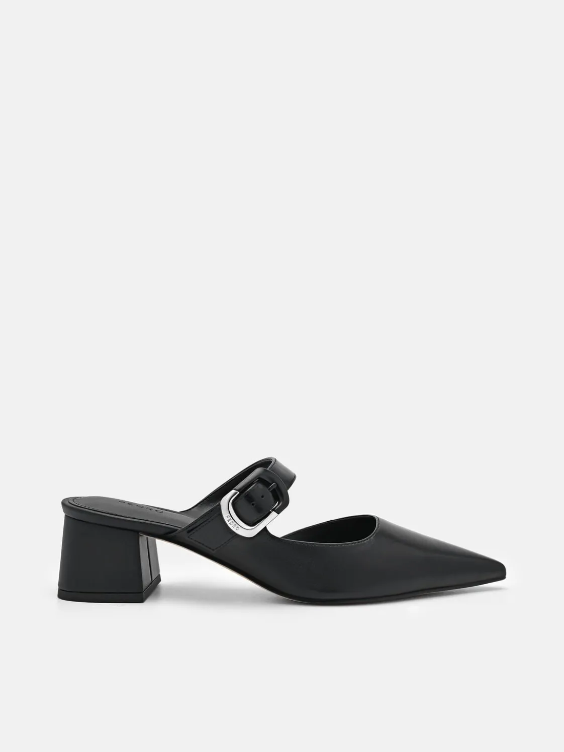 Bridget Leather Heel Mules - Black