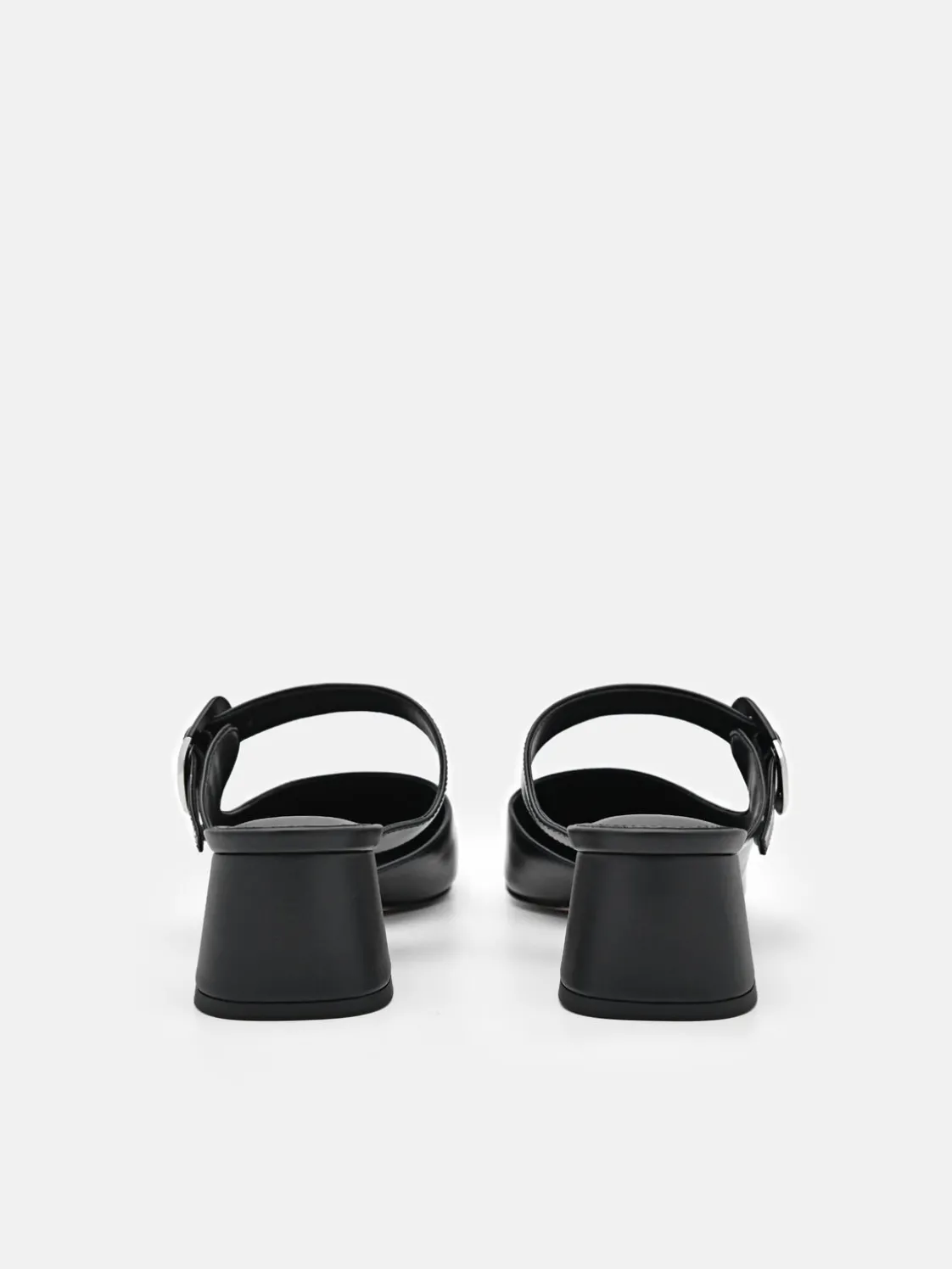 Bridget Leather Heel Mules - Black