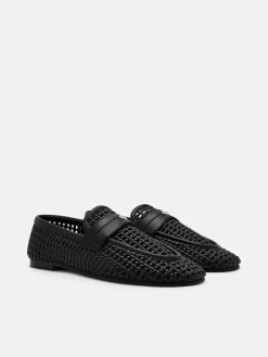 Brynn Woven Loafers - Black Weave
