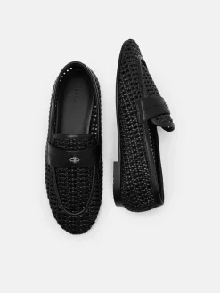 Brynn Woven Loafers - Black Weave