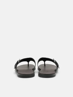 Buckle Thong Sandals - Black