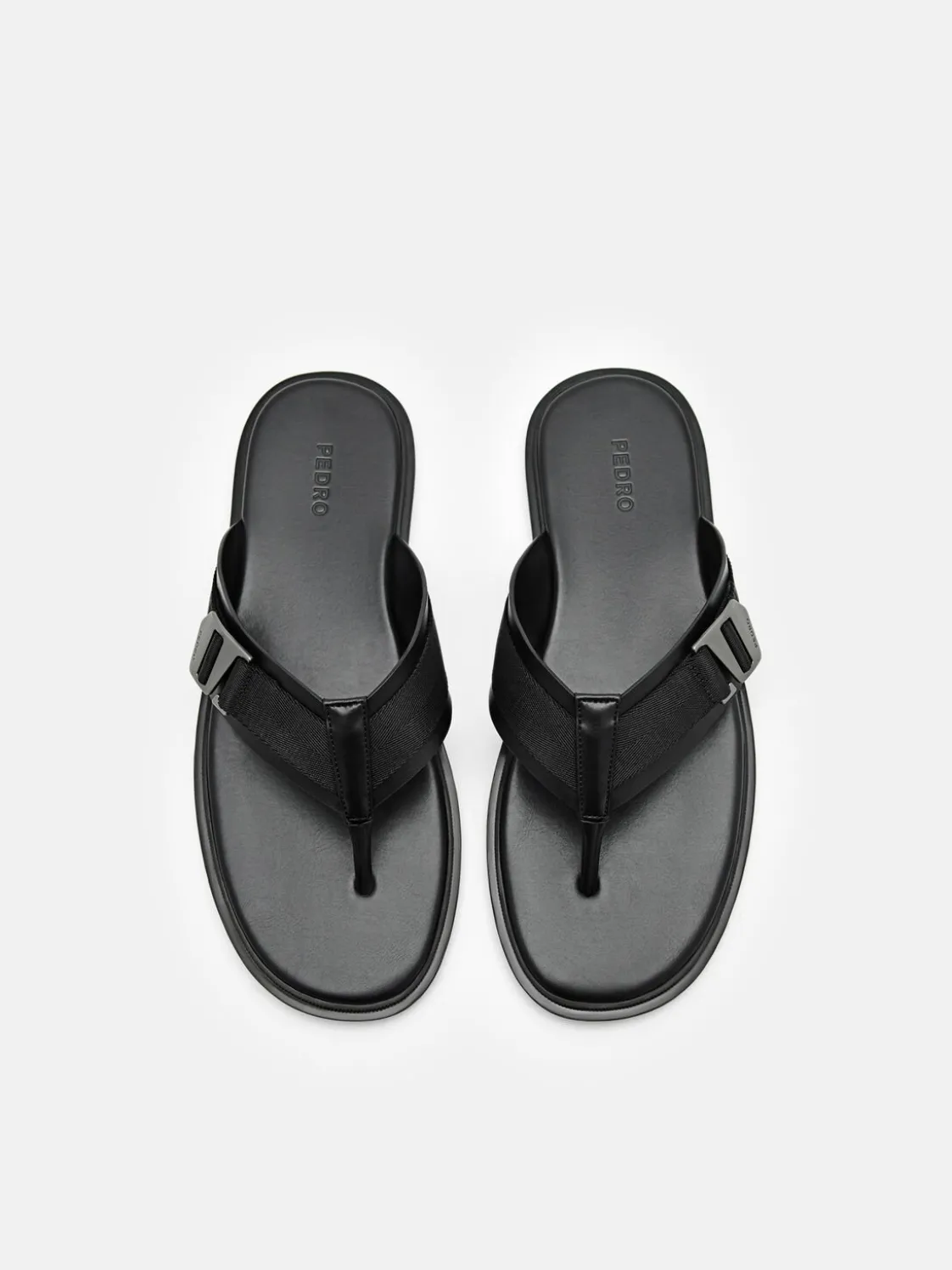 Buckle Thong Sandals - Black