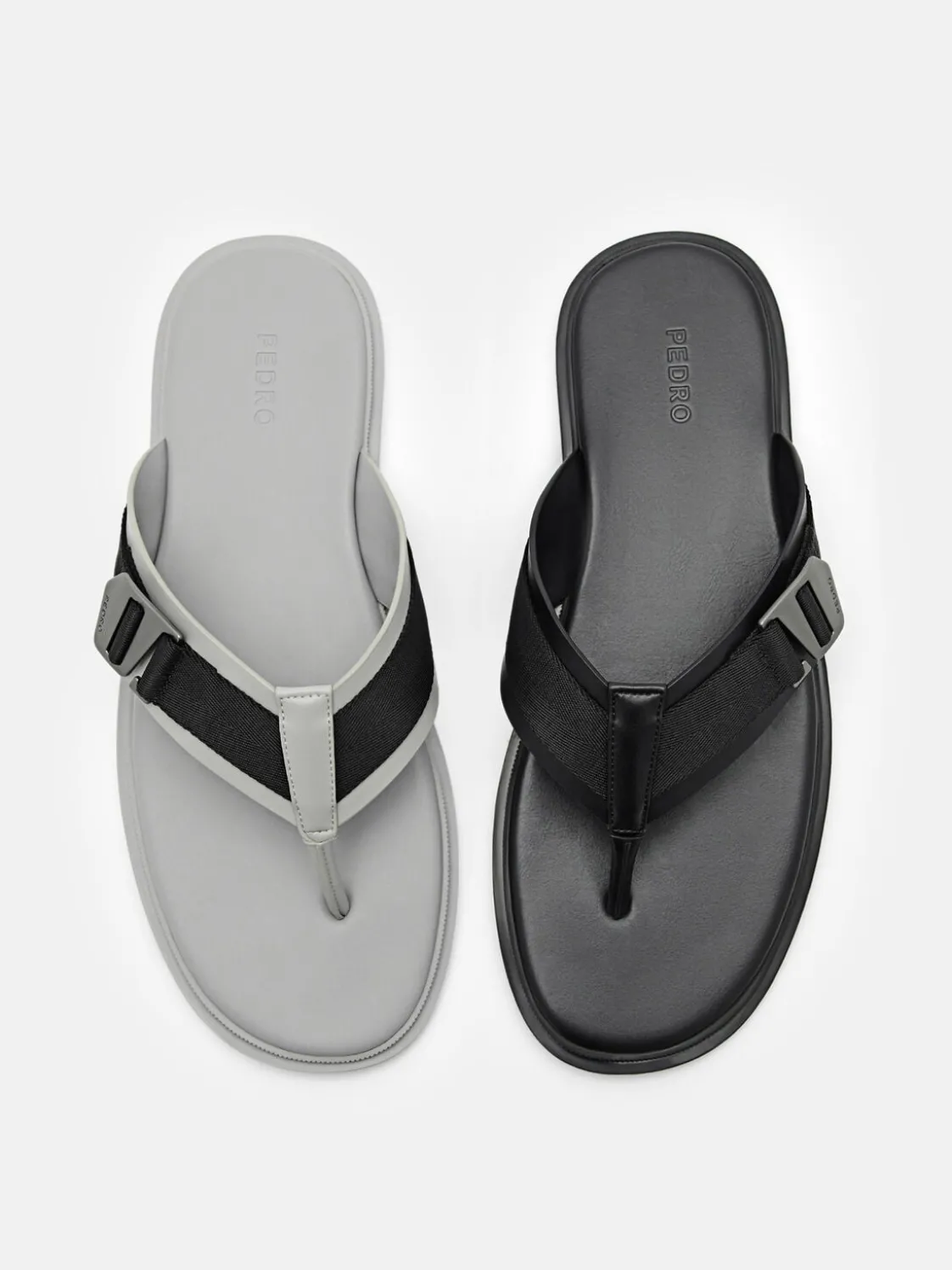 Buckle Thong Sandals - Black