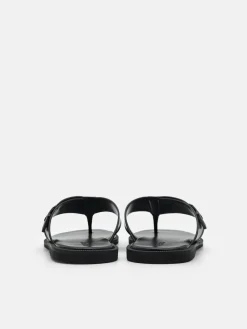 Buckle Thong Sandals - Black