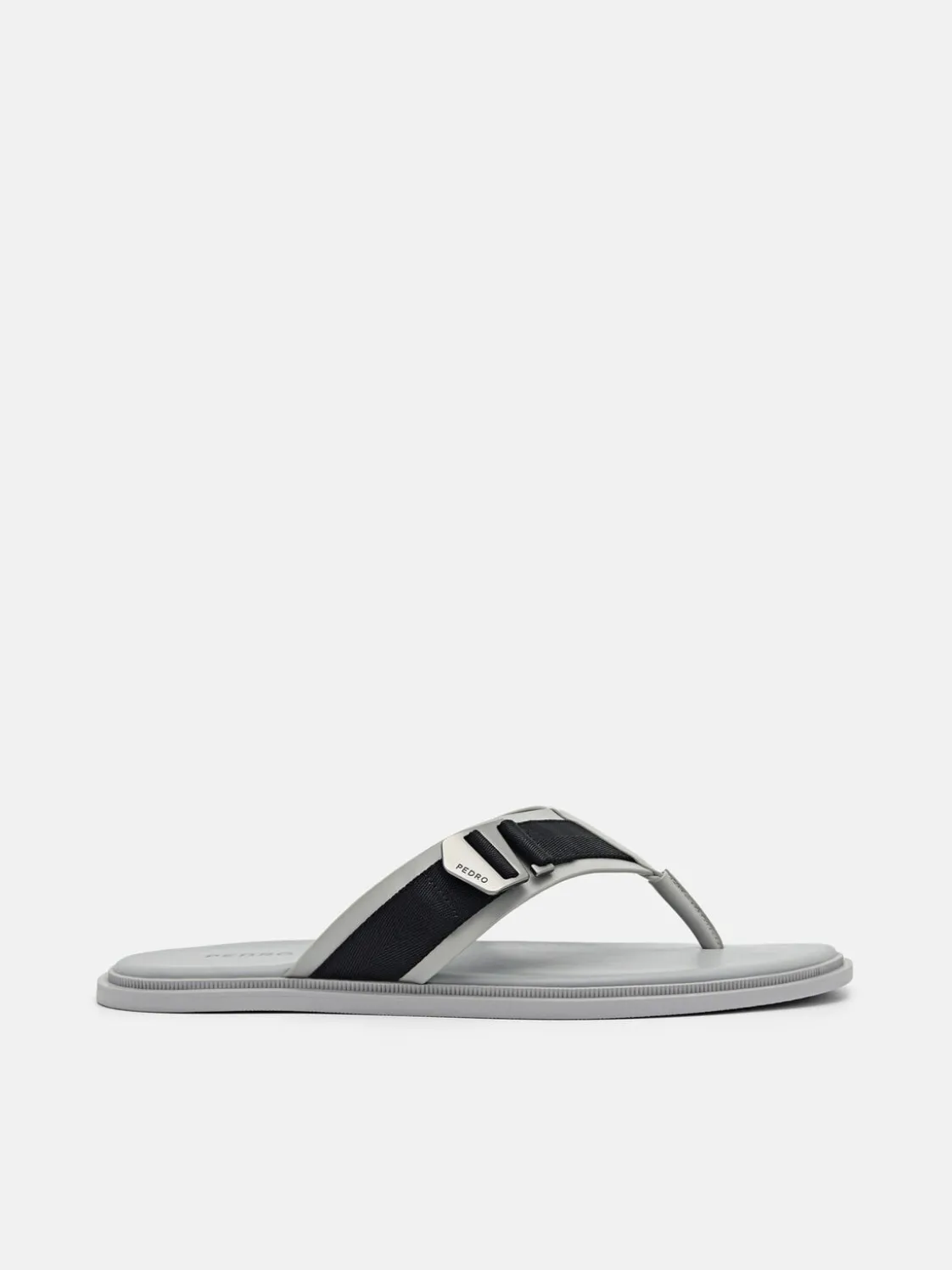 Buckle Thong Sandals - Grey