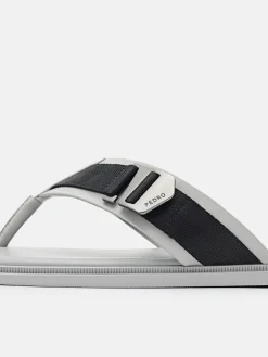 Buckle Thong Sandals - Grey