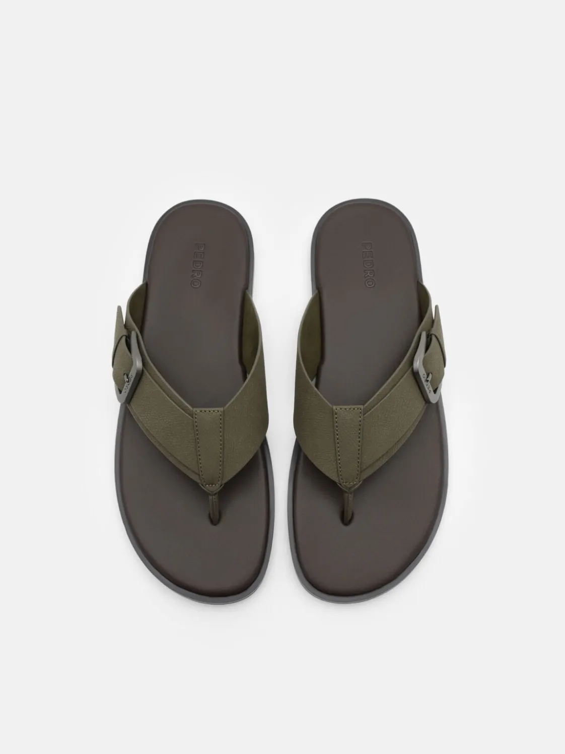 Buckle Thong Sandals - Military Green