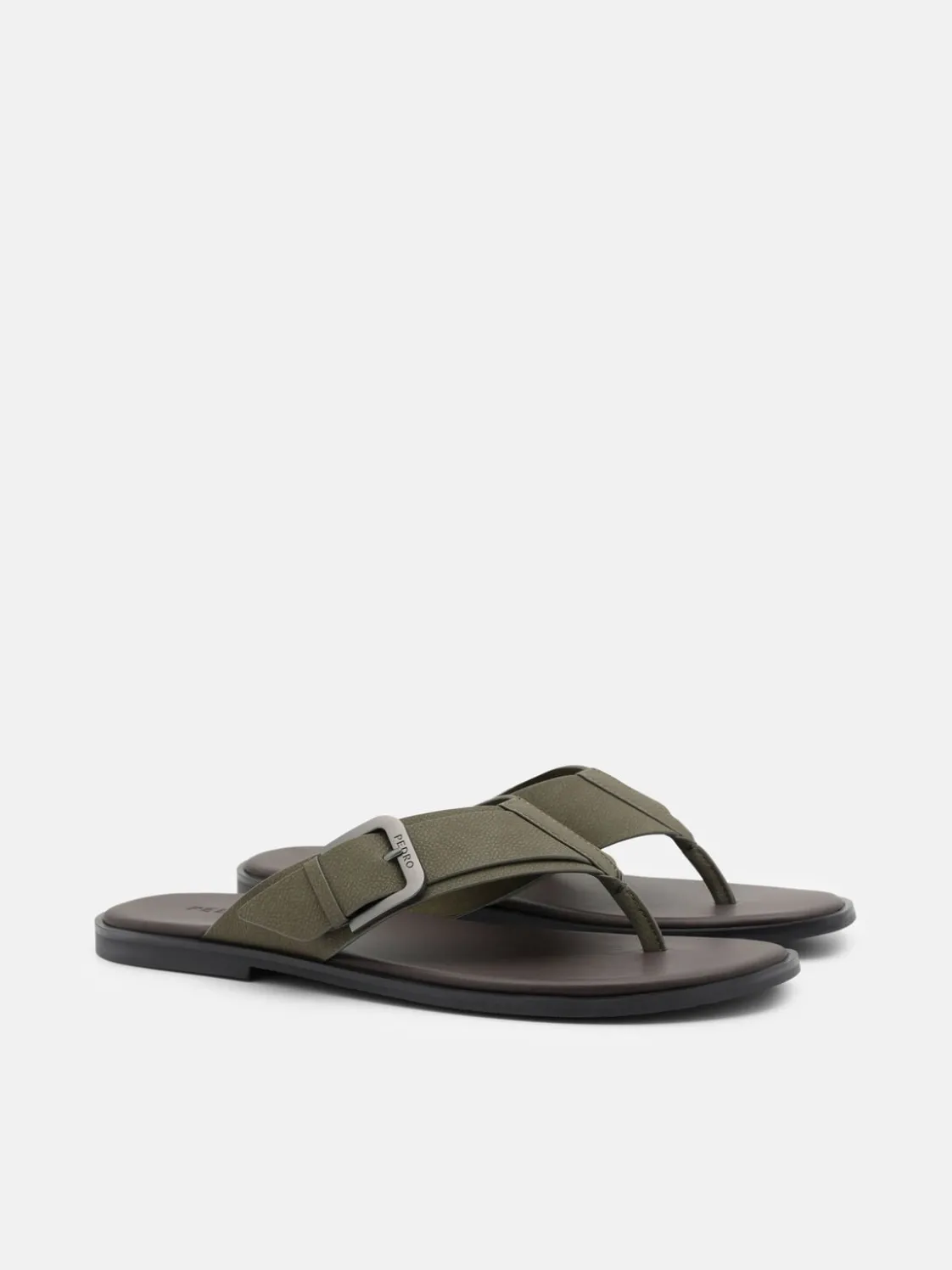 Buckle Thong Sandals - Military Green
