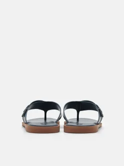 Buckle Thong Sandals - Navy