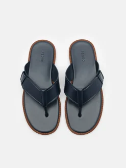 Buckle Thong Sandals - Navy