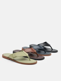 Buckle Thong Sandals - Navy