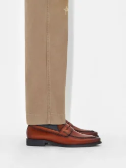 Burnished Leather Penny Loafers - Cognac