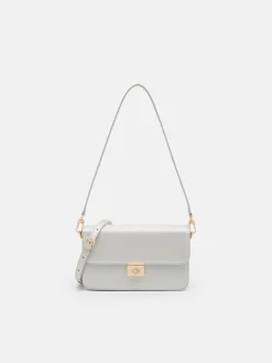Cameo Leather Shoulder Bag - Silver