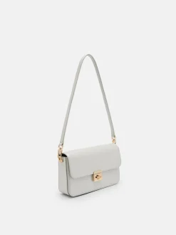 Cameo Leather Shoulder Bag - Silver