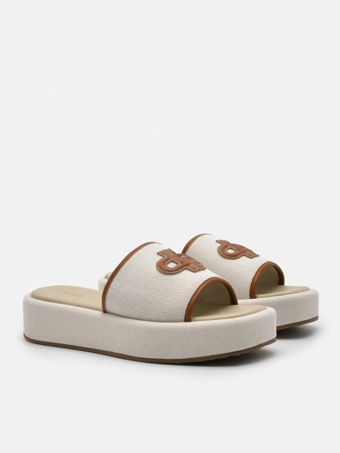 Canvas Wedge Sandals - Beige