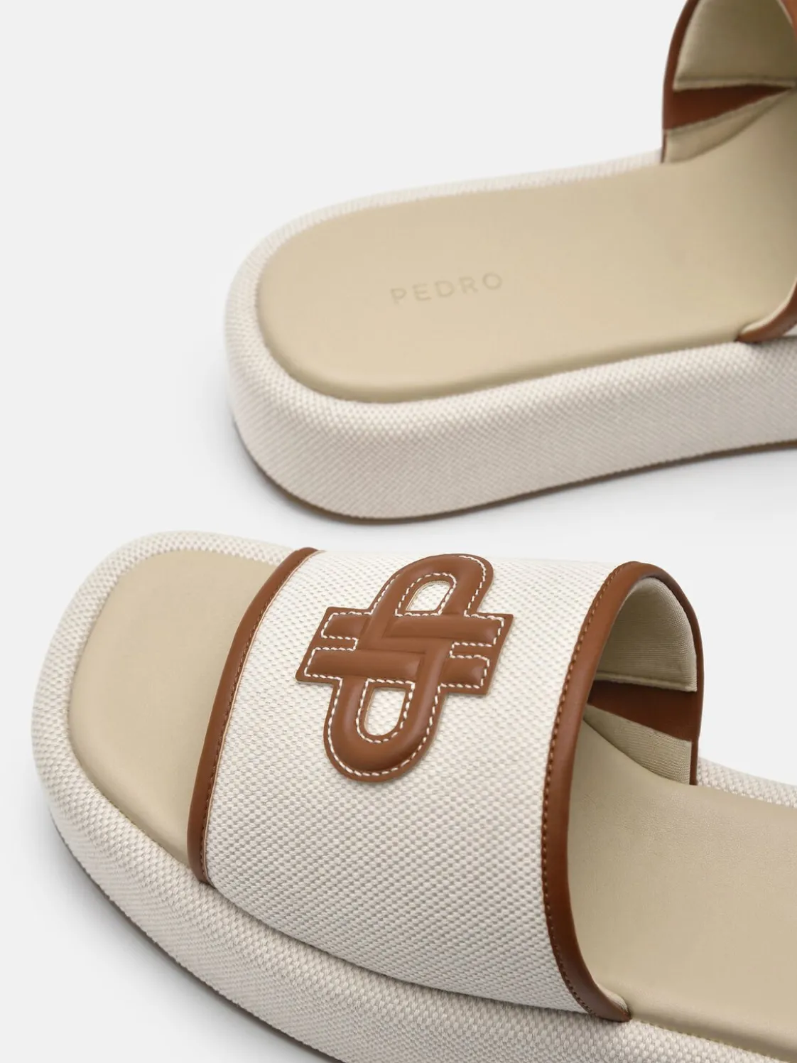 Canvas Wedge Sandals - Beige
