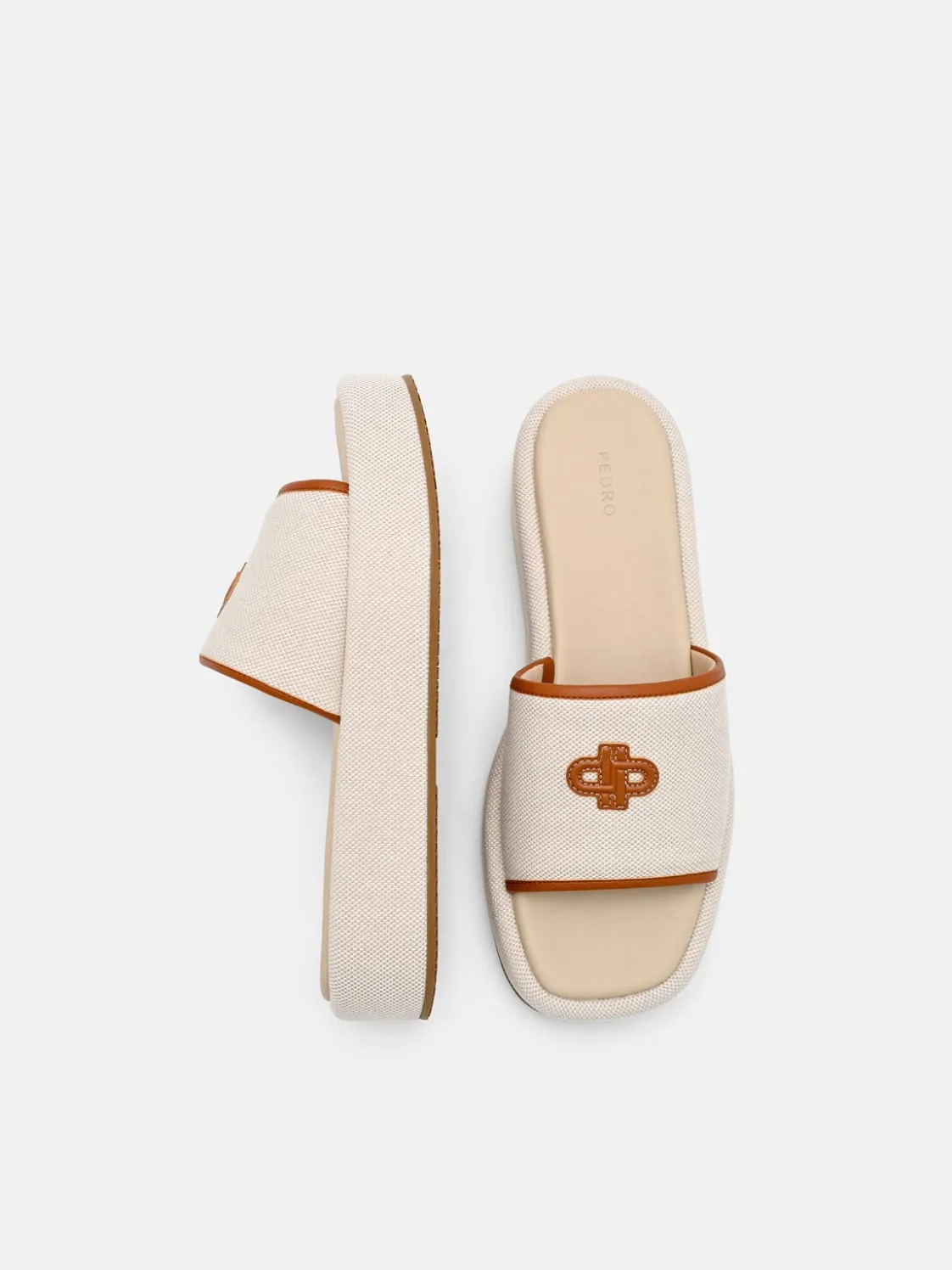 Canvas Wedge Sandals - Beige Canvas
