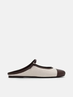 Cap Toe Mules - Beige Canvas