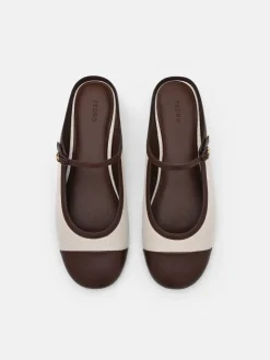 Cap Toe Mules - Beige Canvas