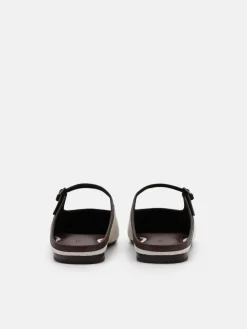 Cap Toe Mules - Beige Canvas