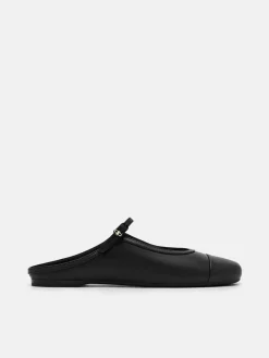 Cap Toe Mules - Black