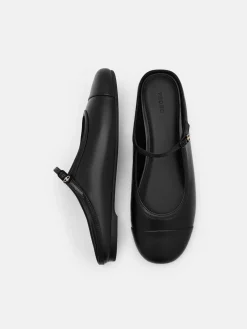 Cap Toe Mules - Black