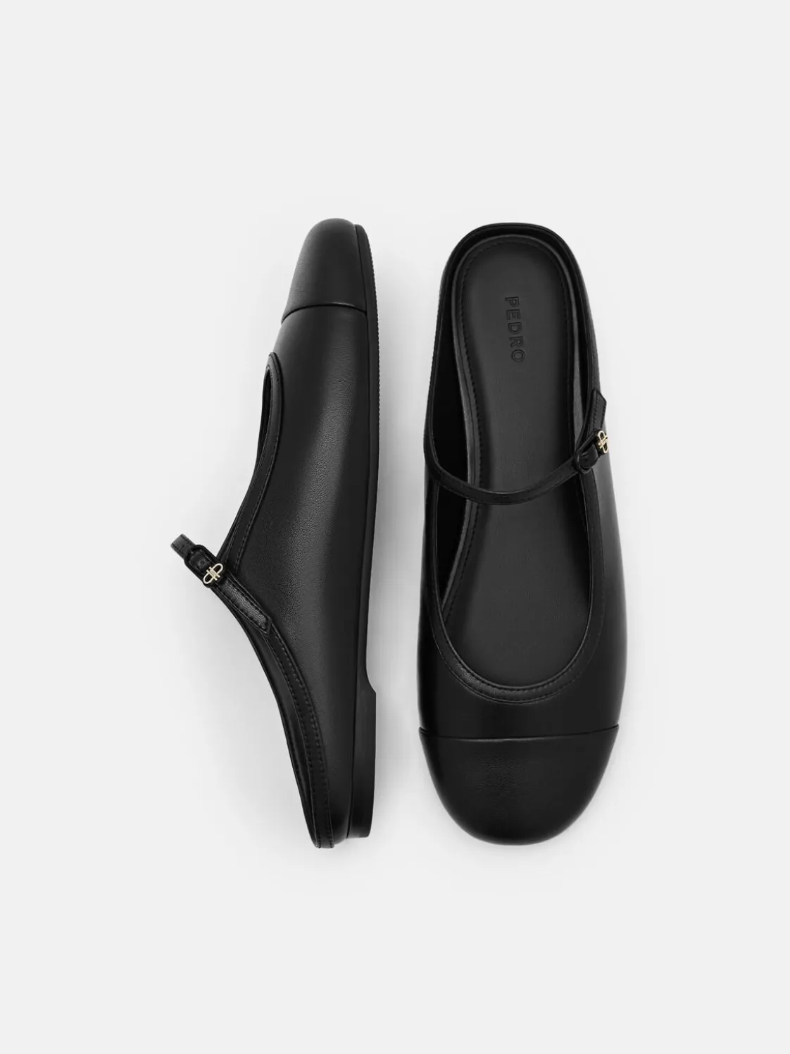 Cap Toe Mules - Black