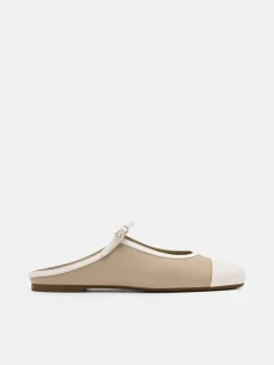 Cap Toe Mules - Nude