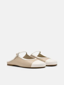 Cap Toe Mules - Nude
