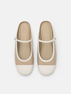 Cap Toe Mules - Nude