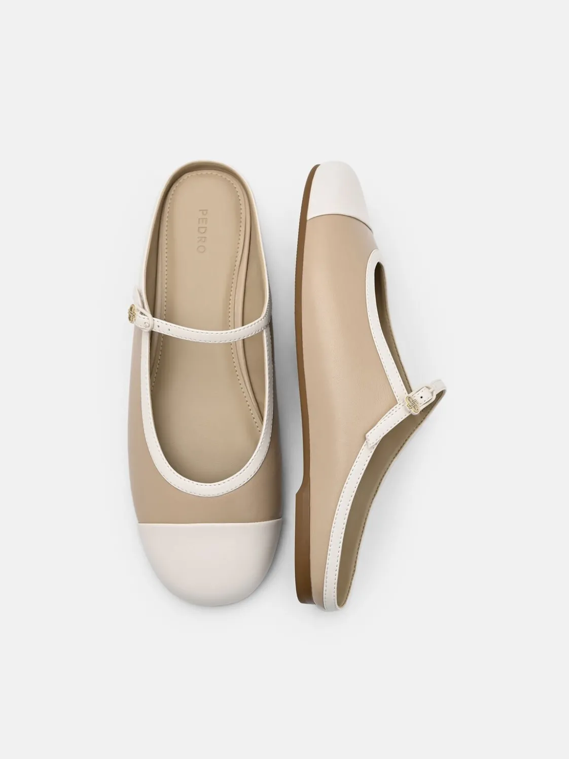 Cap Toe Mules - Nude