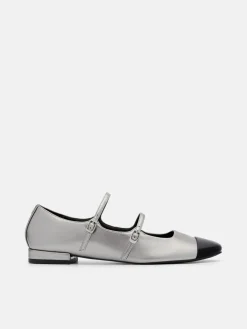 Cap-Toe Ballerina Flats - Pewter