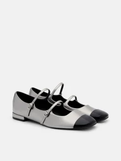 Cap-Toe Ballerina Flats - Pewter
