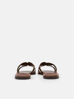 Carmel Leather Slide Sandals - Cognac