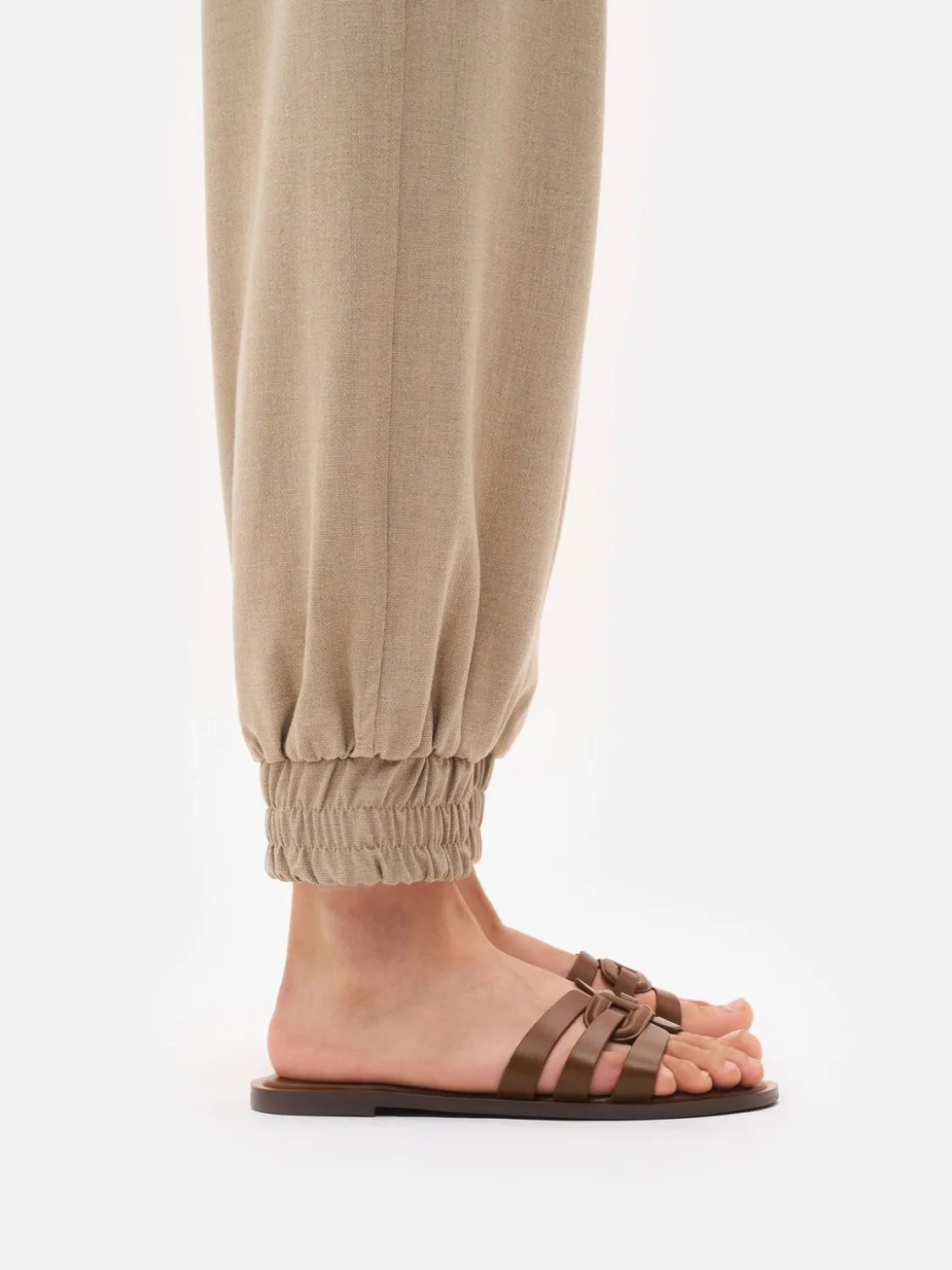 Carmel Leather Slide Sandals - Cognac