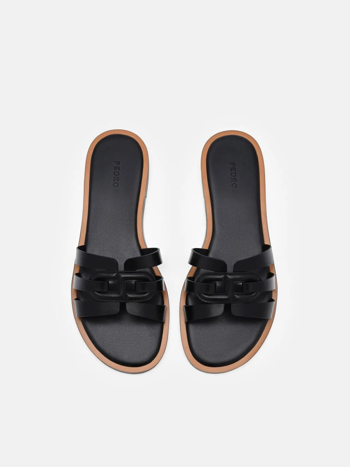 Carmel Leather Slide Sandals - Black
