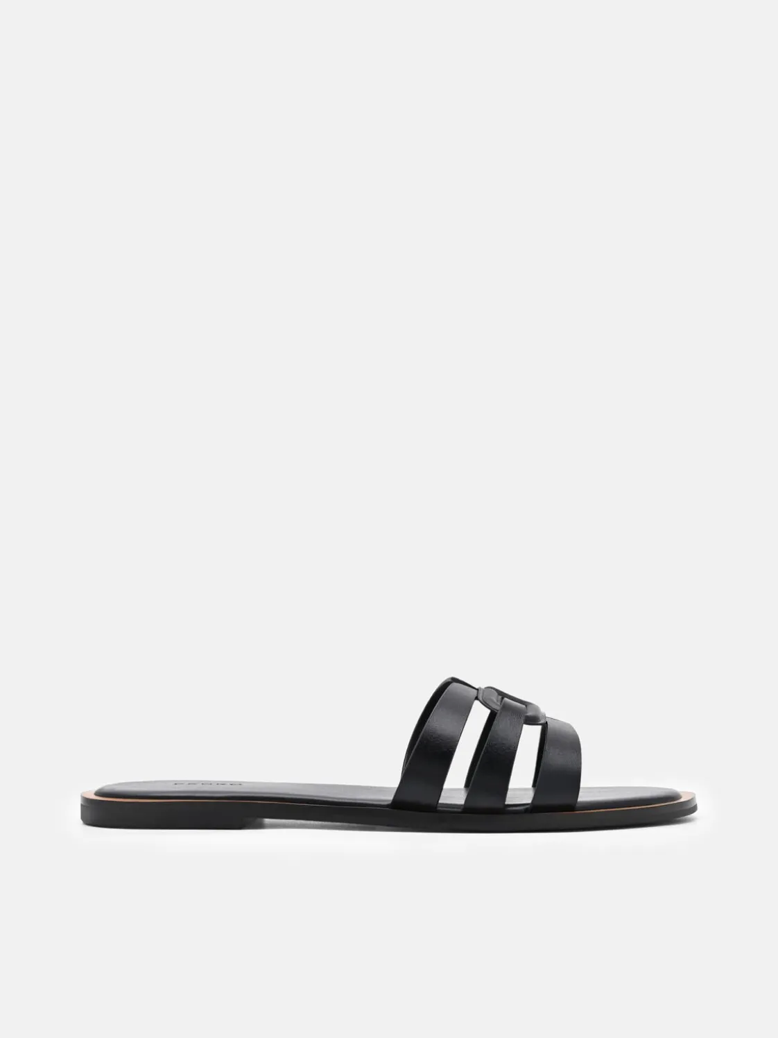 Carmel Leather Slide Sandals - Black