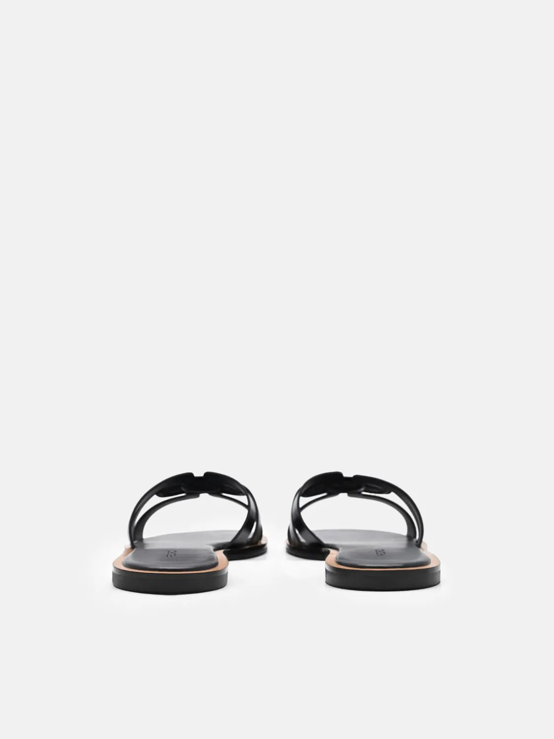 Carmel Leather Slide Sandals - Black