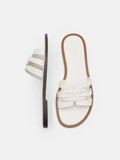 Carmel Leather Slide Sandals - Chalk